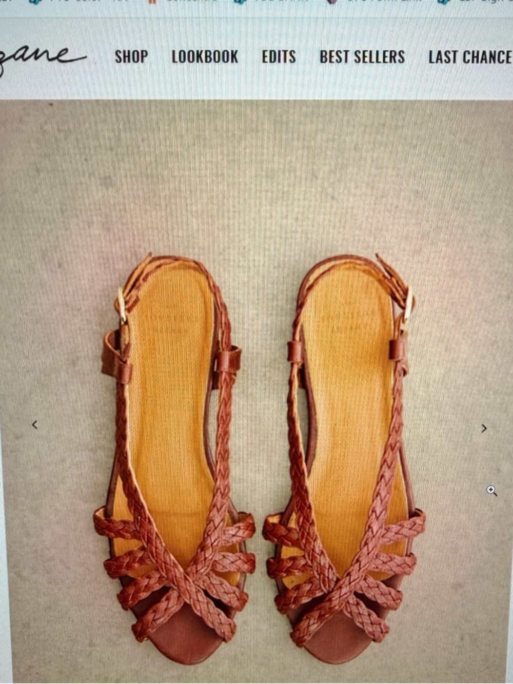 Sezane Natacha Low Sandals FR38 US8, Woven Leather Brown